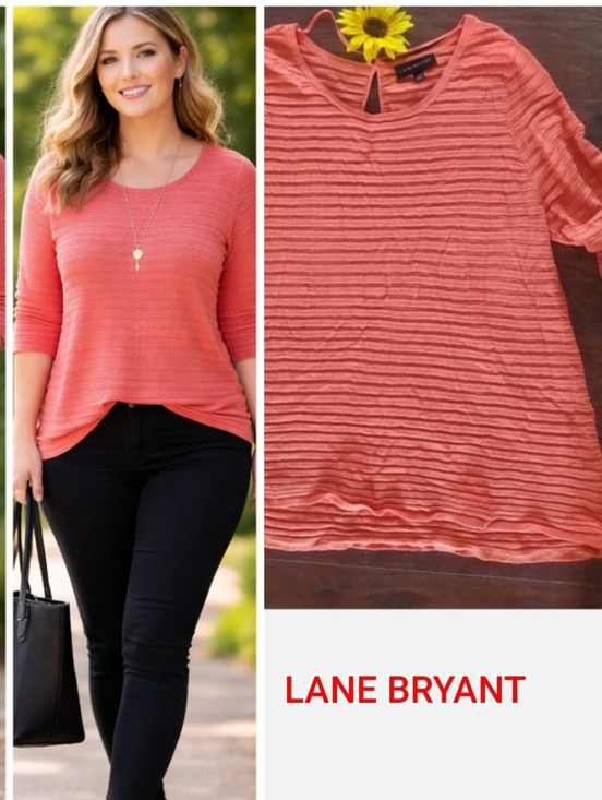 Lane Bryant Sweaters - LANE BRYANT SALMON PINK CREW SWEATER